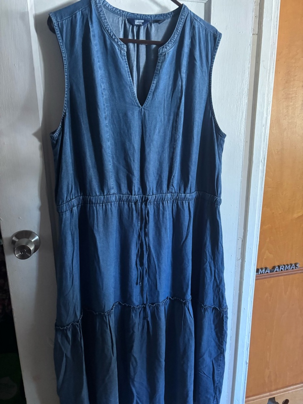 Lands' End Light Blue Chambray Shirt Dress